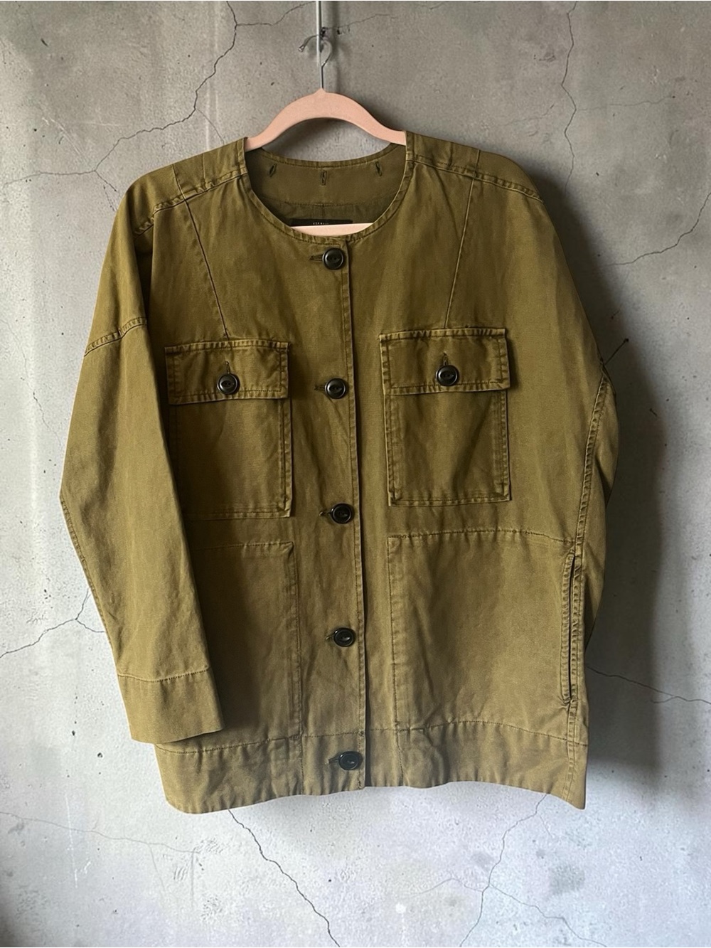 Lucky Brand Women’s Olive Green Utility Chore Jacket Button Front Size S